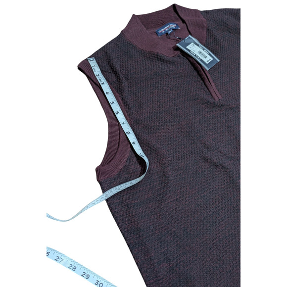 Men's Roundtree & Yorke - Big Man - Size XLT 1/4 Zip Sweater Vest - Burgandy-NWT - Picture 4 of 7